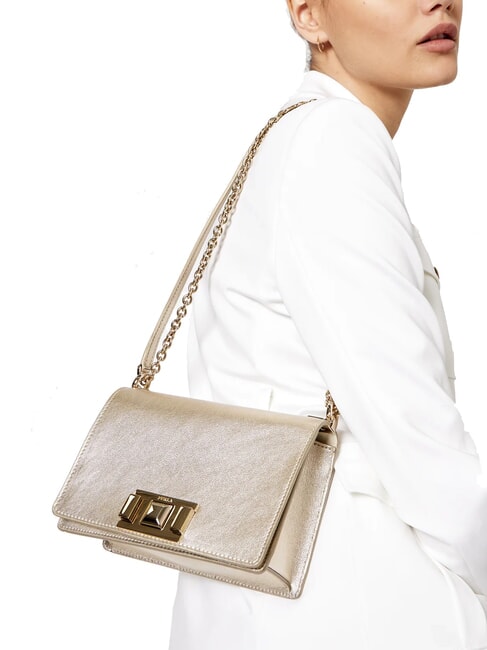 MIMI" Bolso de hombro convertible color platino - Bolsos Mujer