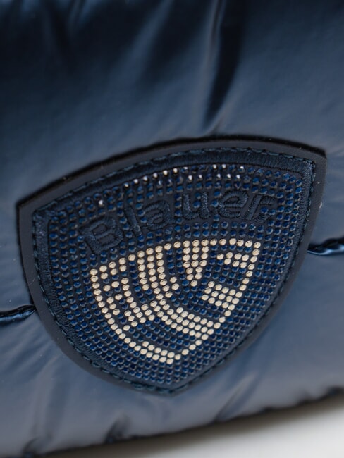 PADDED NYLON Mochila con logotipo de diamantes de imitación AZUL - Bolsos Mujer