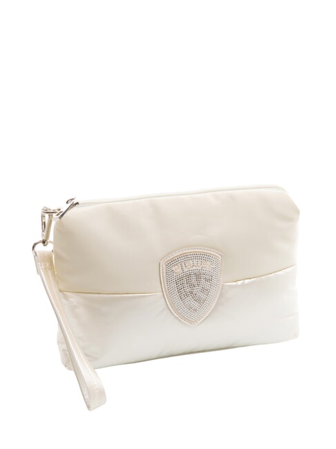 PADDED NYLON Bolso de mano suave con logotipo de diamantes de imitaci&oacute;n blanco - Bolsos Mujer