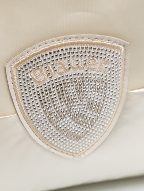 PADDED NYLON Bolso de mano suave con logotipo de diamantes de imitaci&oacute;n blanco - Bolsos Mujer