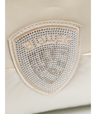 BLAUER PADDED NYLON Bolso de mano suave con logotipo de diamantes de imitaci&oacute;n blanco - Bolsos Mujer - 3