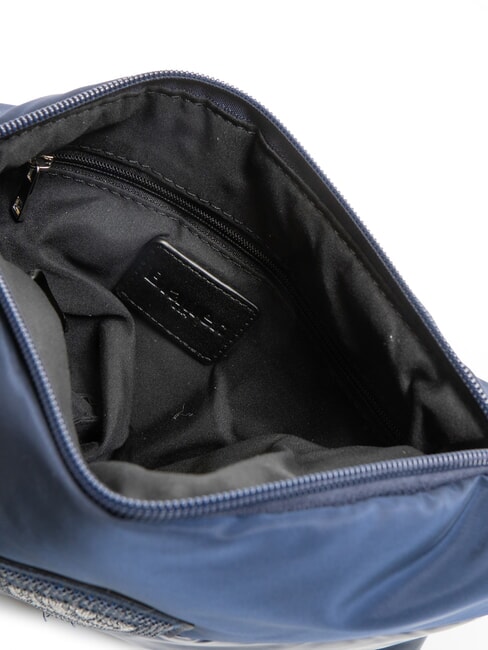 PADDED NYLON Bolso de mano suave con logotipo de diamantes de imitaci&oacute;n AZUL - Bolsos Mujer