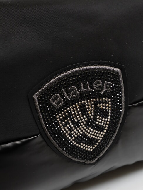 PADDED NYLON Bolso de mano suave con logotipo de diamantes de imitación NEGRO - Bolsos Mujer