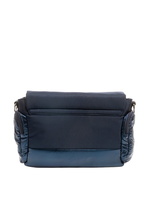 PADDED NYLON Bolso de hombro mullido con logotipo de diamantes de imitaci&oacute;n AZUL - Bolsos Mujer