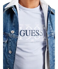 GUESS CHEST BOX Camiseta de algodón con estampado nimbo azul - camiseta - 3