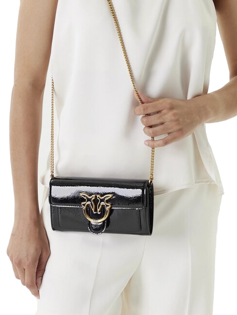 LOVE ONE Mini bolso de hombro brillante negro-oro antiguo - Bolsos Mujer