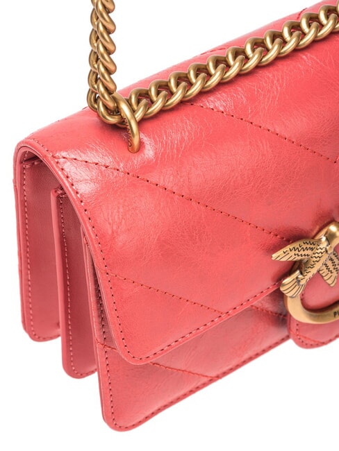 LOVE ONE MINI Bolso mini piel serraje coral. oro antiguo picante - Bolsos Mujer