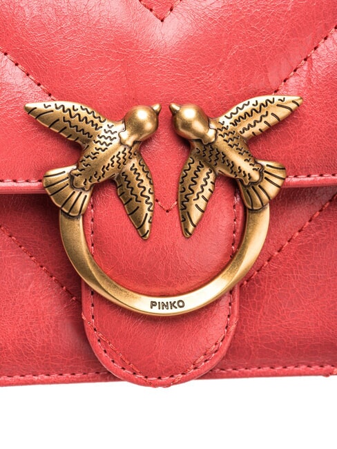 LOVE ONE MINI Bolso mini piel serraje coral. oro antiguo picante - Bolsos Mujer