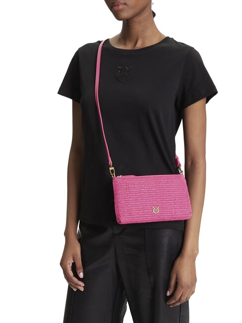 FLAT Bolso de mano de rafia con bandolera ch-remolacha dorada antigua - Bolsos Mujer