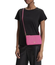 PINKO FLAT Bolso de mano de rafia con bandolera ch-remolacha dorada antigua - Bolsos Mujer - 5
