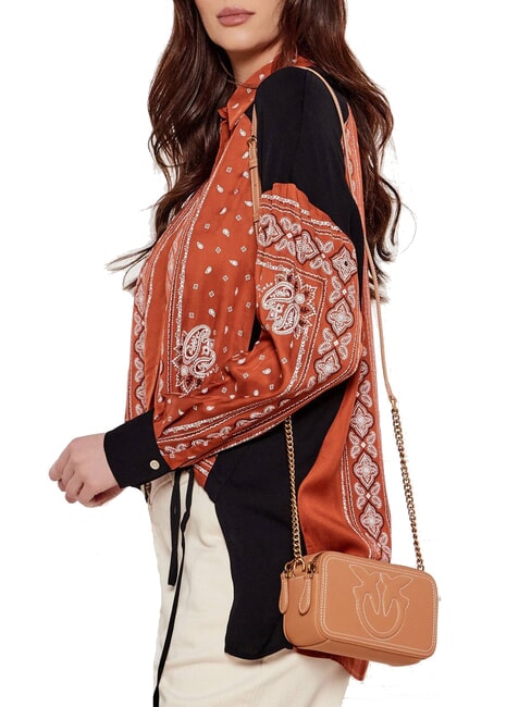 CARRIE Mini bolso bandolera, en piel. turrón-oro antiguo - Bolsos Mujer