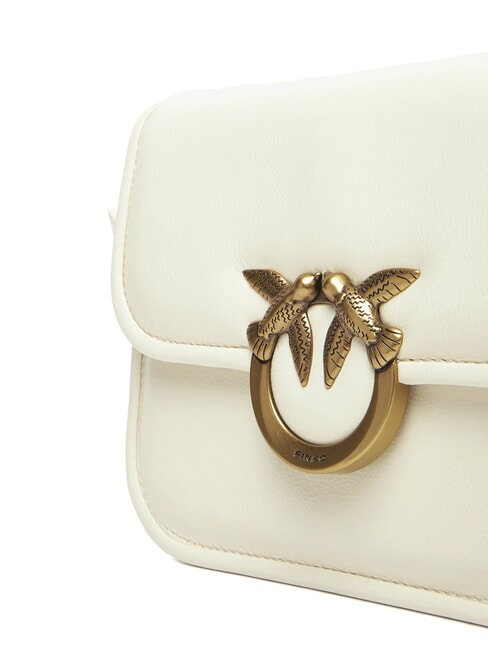 LOVE BOX Mini bolso de hombro de piel blanco seda-oro antiguo - Bolsos Mujer