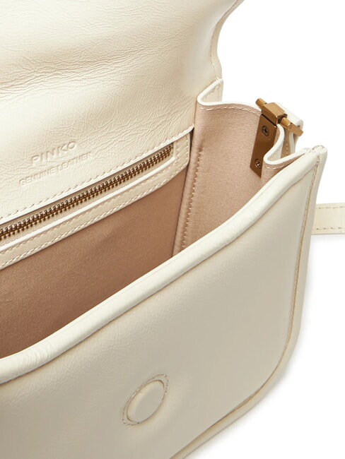 LOVE BOX Mini bolso de hombro de piel blanco seda-oro antiguo - Bolsos Mujer