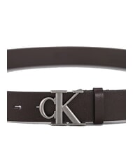 CALVIN KLEIN CK HARDWARE Cintur&oacute;n de cuero ck marr&oacute;n oscuro/plata antigua - Cinturones - 3