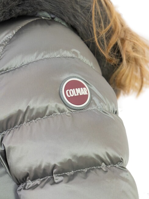 DELUXE Chaqueta de plumas para mujer con capucha de piel acero oscuro-acero oscuro - Chaquetas de plumas de mujer