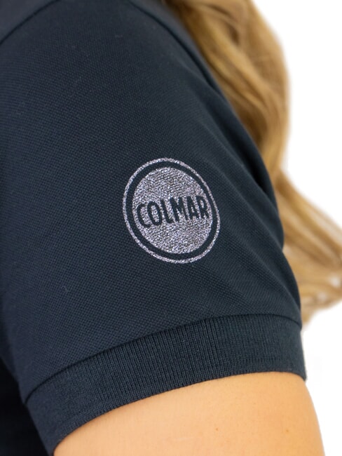 MONDAY Polo de mujer con detalles de purpurina, corte entallado. Azul marino - camisa polo