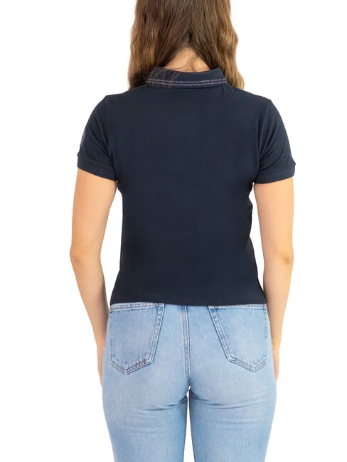 MONDAY Polo de mujer con detalles de purpurina, corte entallado. Azul marino - camisa polo