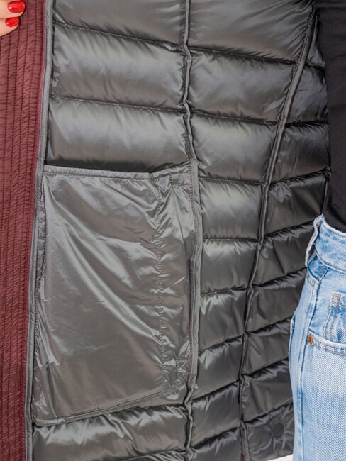 DELUXE Chaqueta de plumas para mujer con capucha de piel morena oscura-oscuras - Chaquetas de plumas de mujer