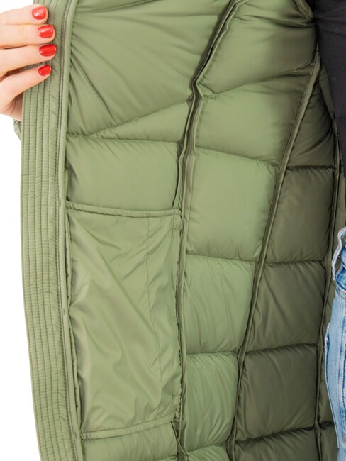 CAPTION Chaqueta larga de plumas con capucha para mujer lodo - Chaquetas de plumas de mujer