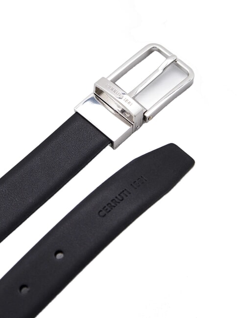 DOUBLE Cinturón de piel reversible y acortable negro/marrón oscuro - Cinturones