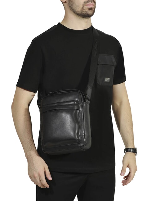 BRAD Bolso de piel con bolsillo negro - Bandoleras Hombre