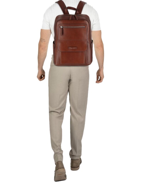 ALBERTO Mochila para portátil de 13", en piel Marrón / Paladio - Mochilas para portátil