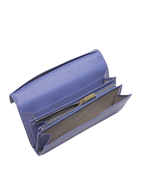 METALLIC SOFT Cartera grande de piel azul - Carteras Mujer