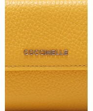 COCCINELLE METALLIC SOFT Cartera de piel granulada soleado - Carteras Mujer - 3