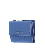 COCCINELLE METALLIC SOFT Cartera de piel granulada azul - Carteras Mujer - 4