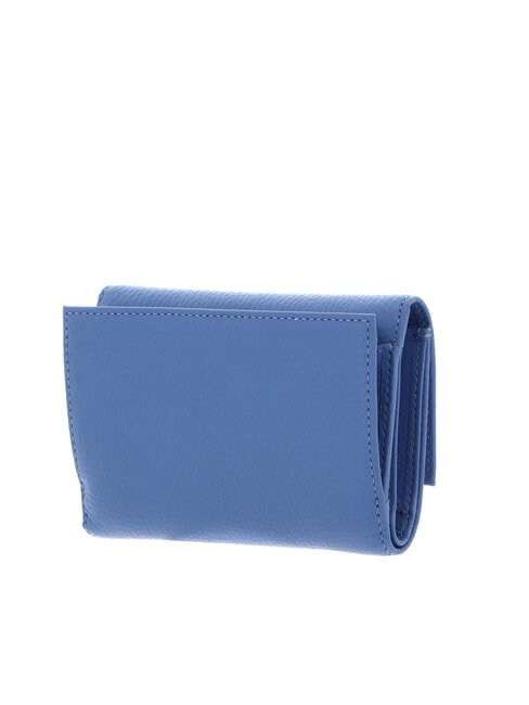 METALLIC SOFT Cartera plegable de piel martillada azul - Carteras Mujer