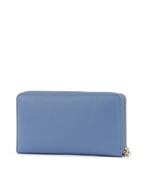 METALLIC SOFT Cartera de piel texturizada con cremallera azul - Carteras Mujer