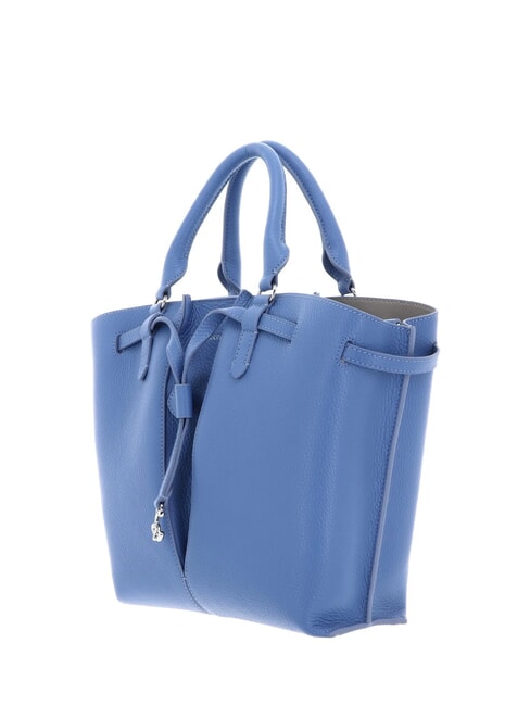 FLORES Bolso tote peque&ntilde;o de piel martillada azul - Bolsos Mujer