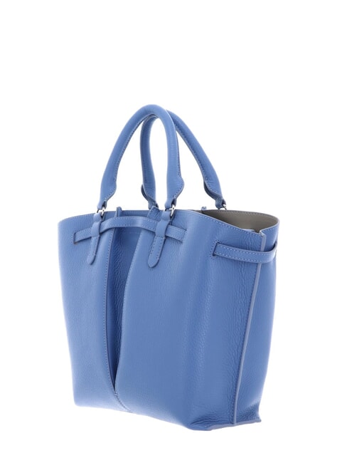 FLORES Bolso tote peque&ntilde;o de piel martillada azul - Bolsos Mujer