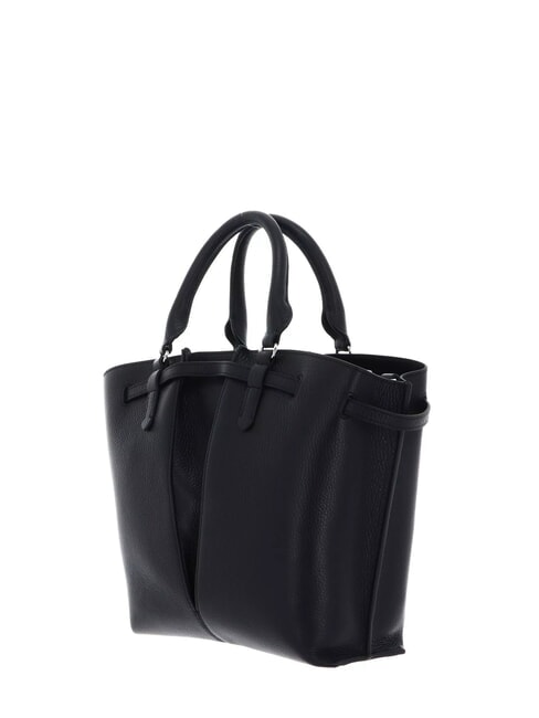 FLORES Bolso tote peque&ntilde;o de piel martillada negro - Bolsos Mujer