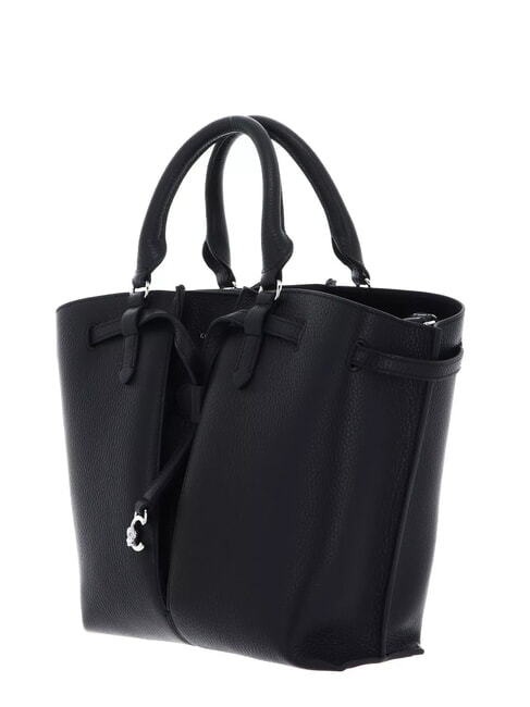 FLORES Bolso tote mediano de piel martillada negro - Bolsos Mujer