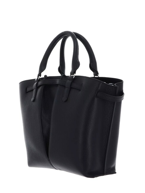 FLORES Bolso tote mediano de piel martillada negro - Bolsos Mujer