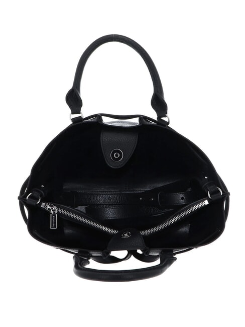 FLORES Bolso tote mediano de piel martillada negro - Bolsos Mujer