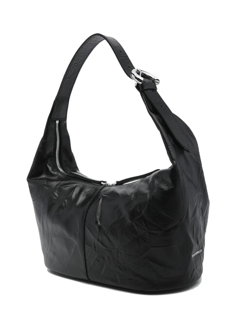 FERNANDA WRINK Bolso de hombro tipo hobo de piel negro - Bolsos Mujer