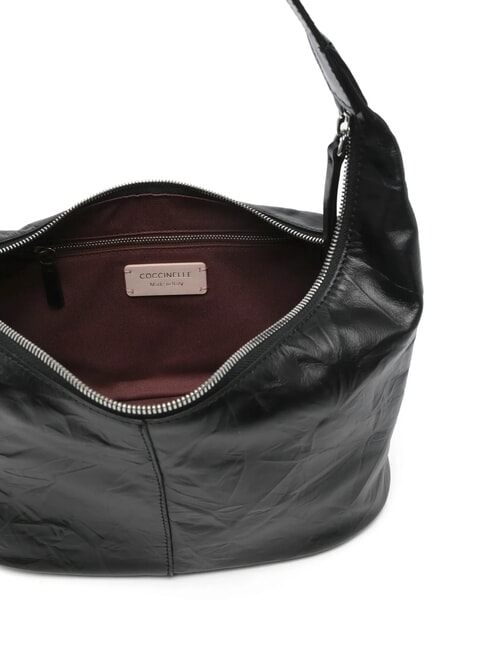 FERNANDA WRINK Bolso de hombro tipo hobo de piel negro - Bolsos Mujer