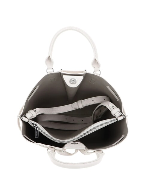 FLORES Bolso tote peque&ntilde;o de piel martillada blanco - Bolsos Mujer