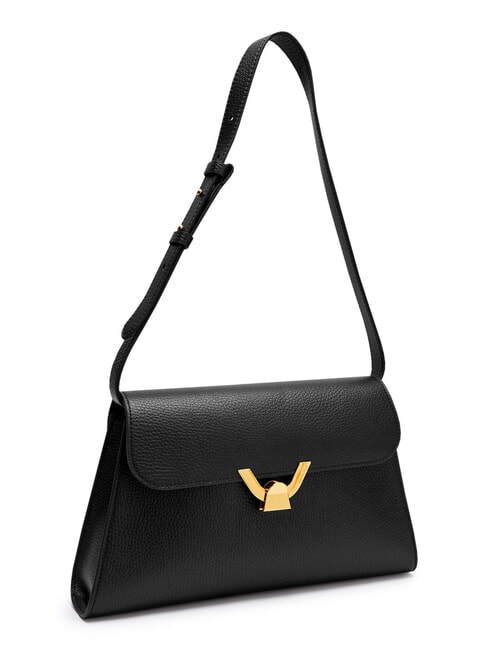 DEW Bolso de hombro mediano en piel martillada negro - Bolsos Mujer