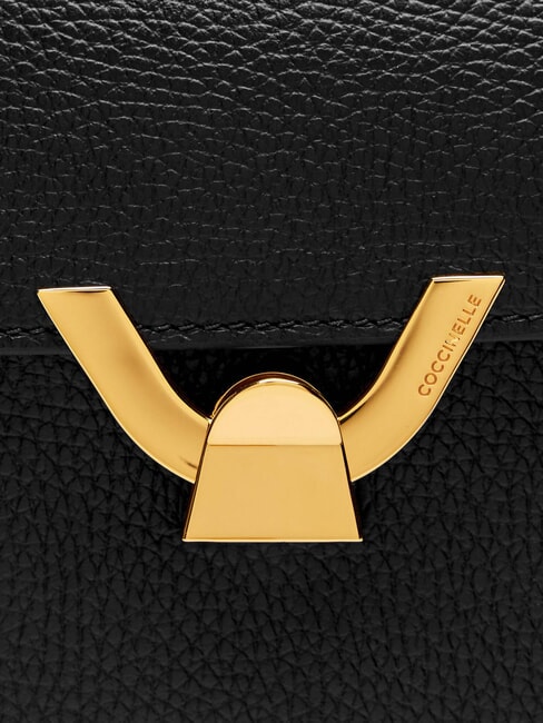 DEW Bolso de hombro mediano en piel martillada negro - Bolsos Mujer