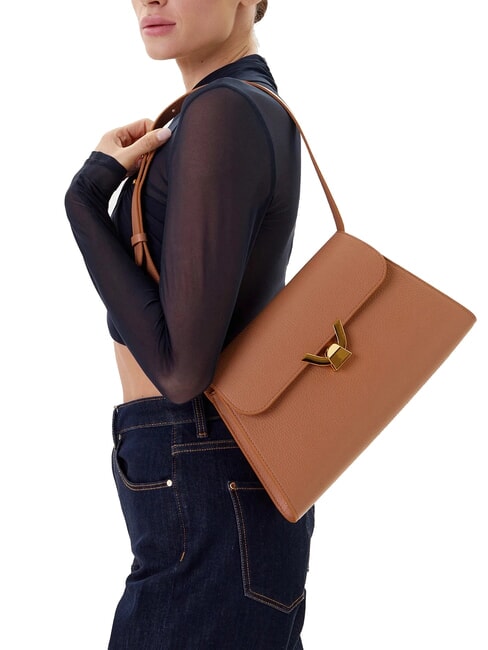 DEW Bolso de hombro mediano en piel martillada batería - Bolsos Mujer