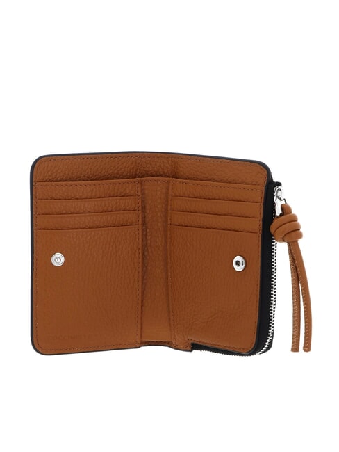 MYRTHA MAXI LOG Cartera mediana de piel con cremallera negro/cuero - Carteras Mujer