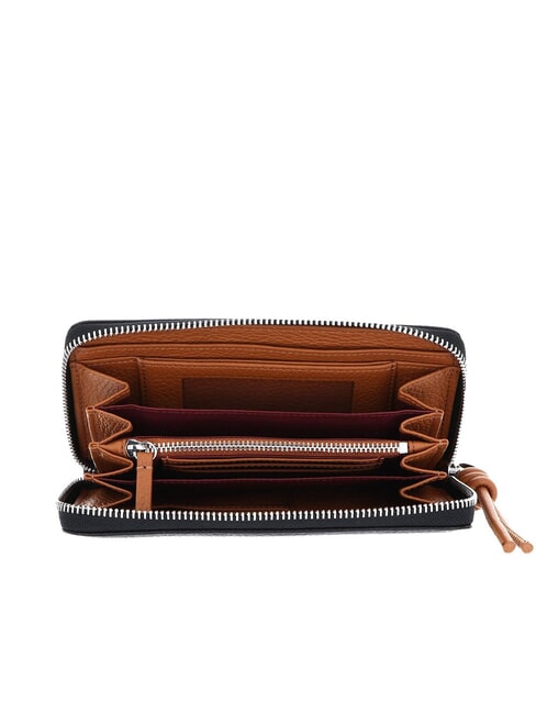 MYRTHA MAXI LOG Cartera grande de cuero con cremallera negro/cuero - Bolsos Mujer