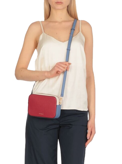 TEBE TRICOLOR Mini bolso de hombro en piel martillada sangr/blan/azul - Bolsos Mujer