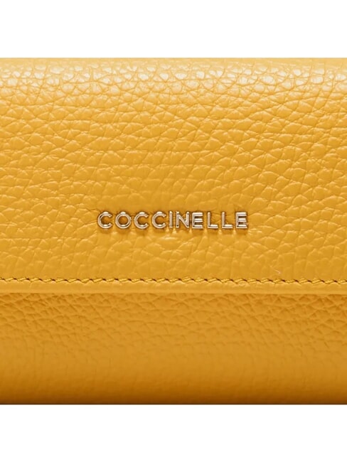 METALLIC SOFT Tarjetero de cuero martillado soleado - Carteras Mujer