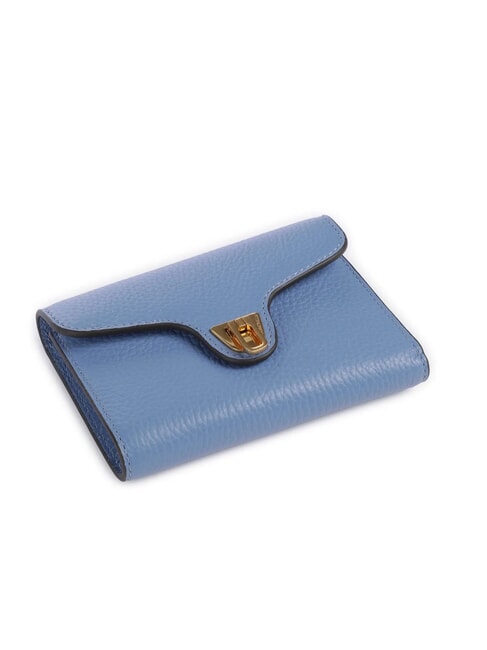 BEAT SOFT Cartera mediana de piel martillada azul - Carteras Mujer