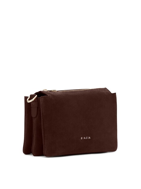 FEATHER SMALL Bolso bandolera pequeño de piel de ante oscuro - Bolsos Mujer