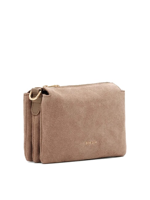 FEATHER SMALL Bolso bandolera pequeño de piel de ante gris pardo - Bolsos Mujer